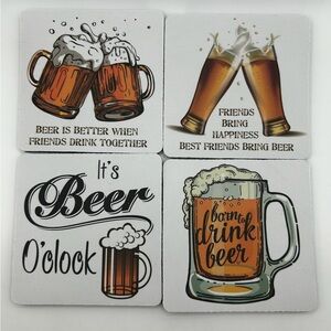 Beer-Themed Foam Coaster Set - Set of 4 - Great Bar Gift for any Beer drinker